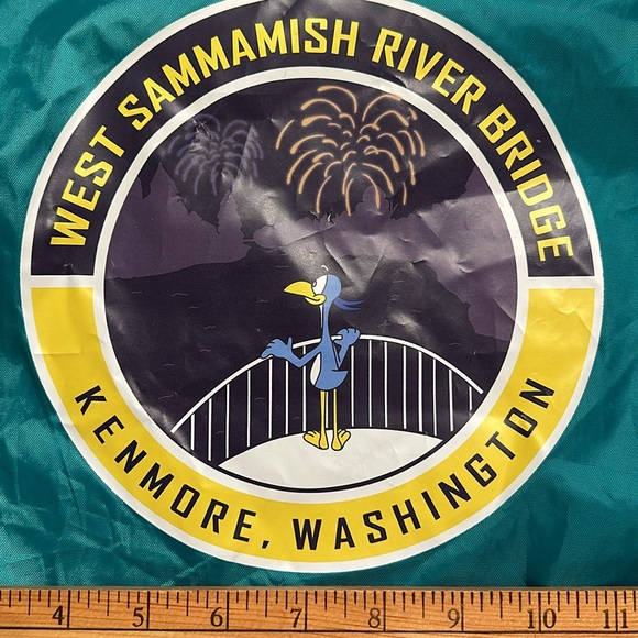 West Sammamish River Bridge Drawstring Nylon Bag Kenmore Washington 17 x 13 1/2 - Picture 6 of 6